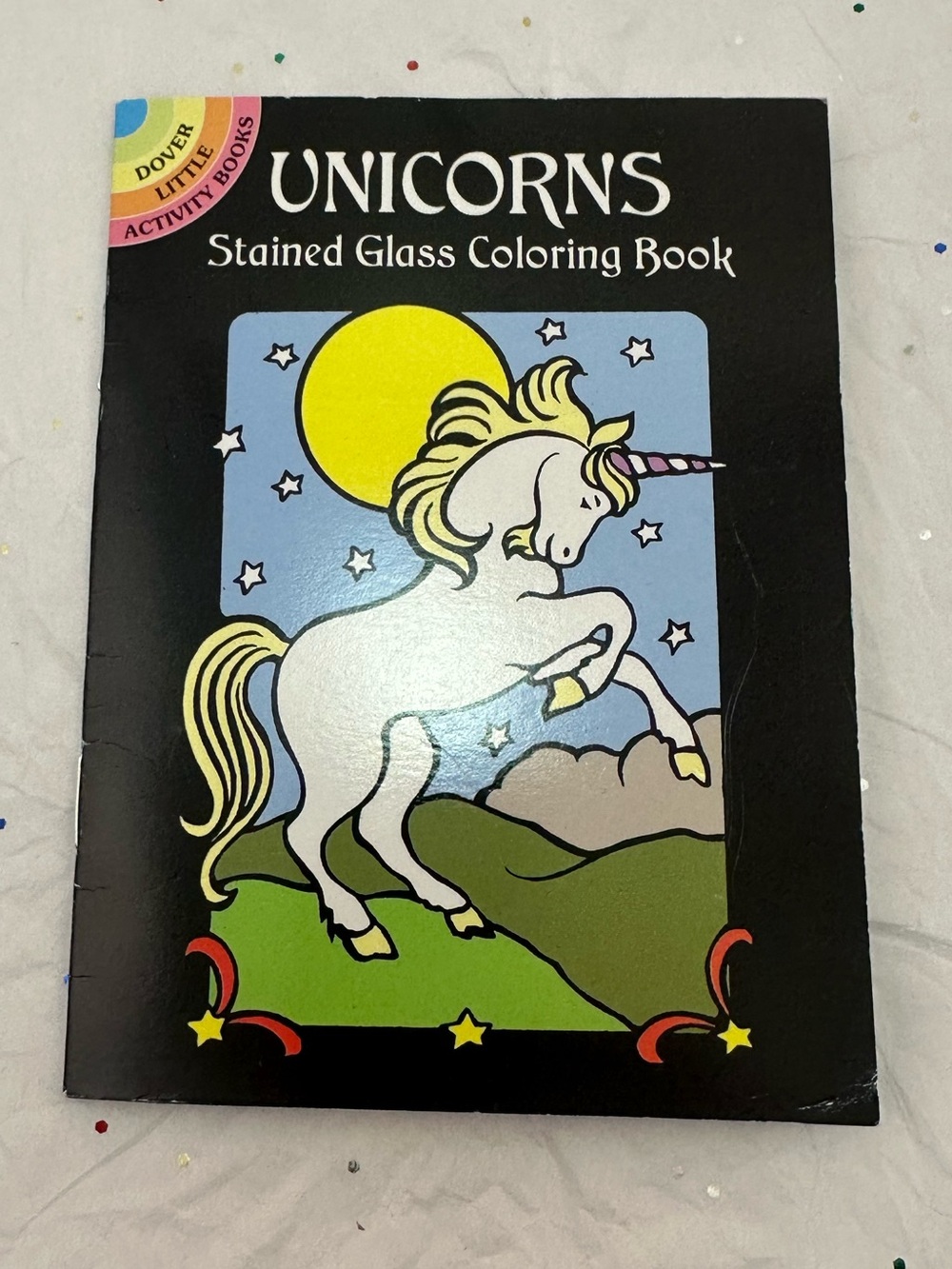 Dover Unicorns Stained Glass Coloring Book - Black Cover